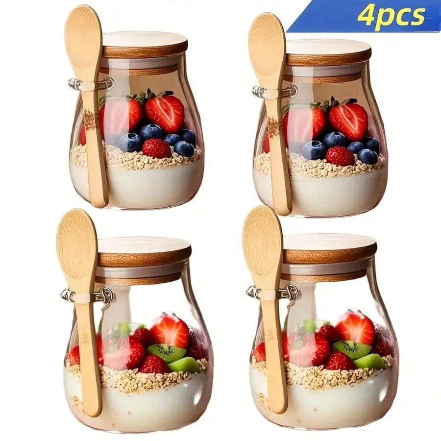Meal Prep Yogurt Parfait - 4개 세트 오버나이트 오트밀 용기, 모던한