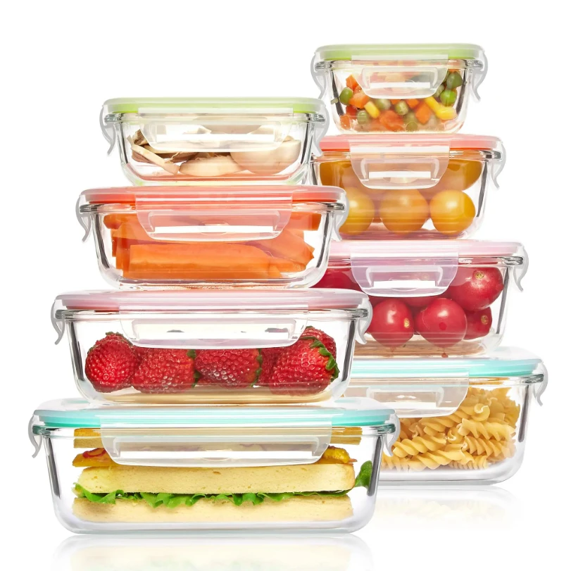 Meal Prep Glass - 유리 도시락 용기, 식사 준비용, 밀폐형