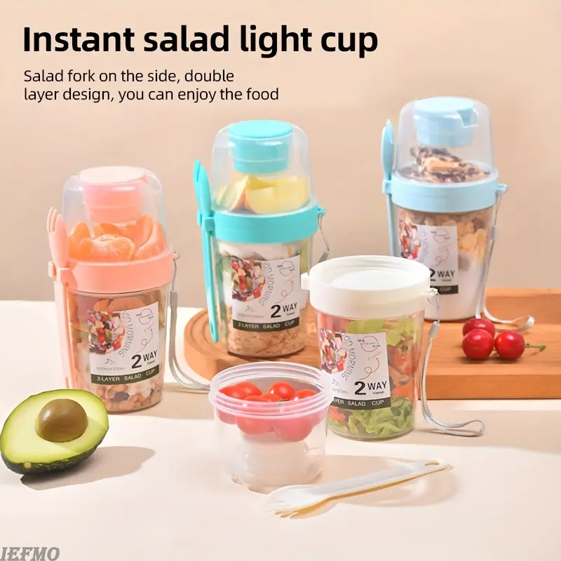 이동식 샐러드 볼 세트 (내장 포크 및 뚜껑 포함) 휴 - Meal Prep Yogurt Bowl 리뷰 및 가격