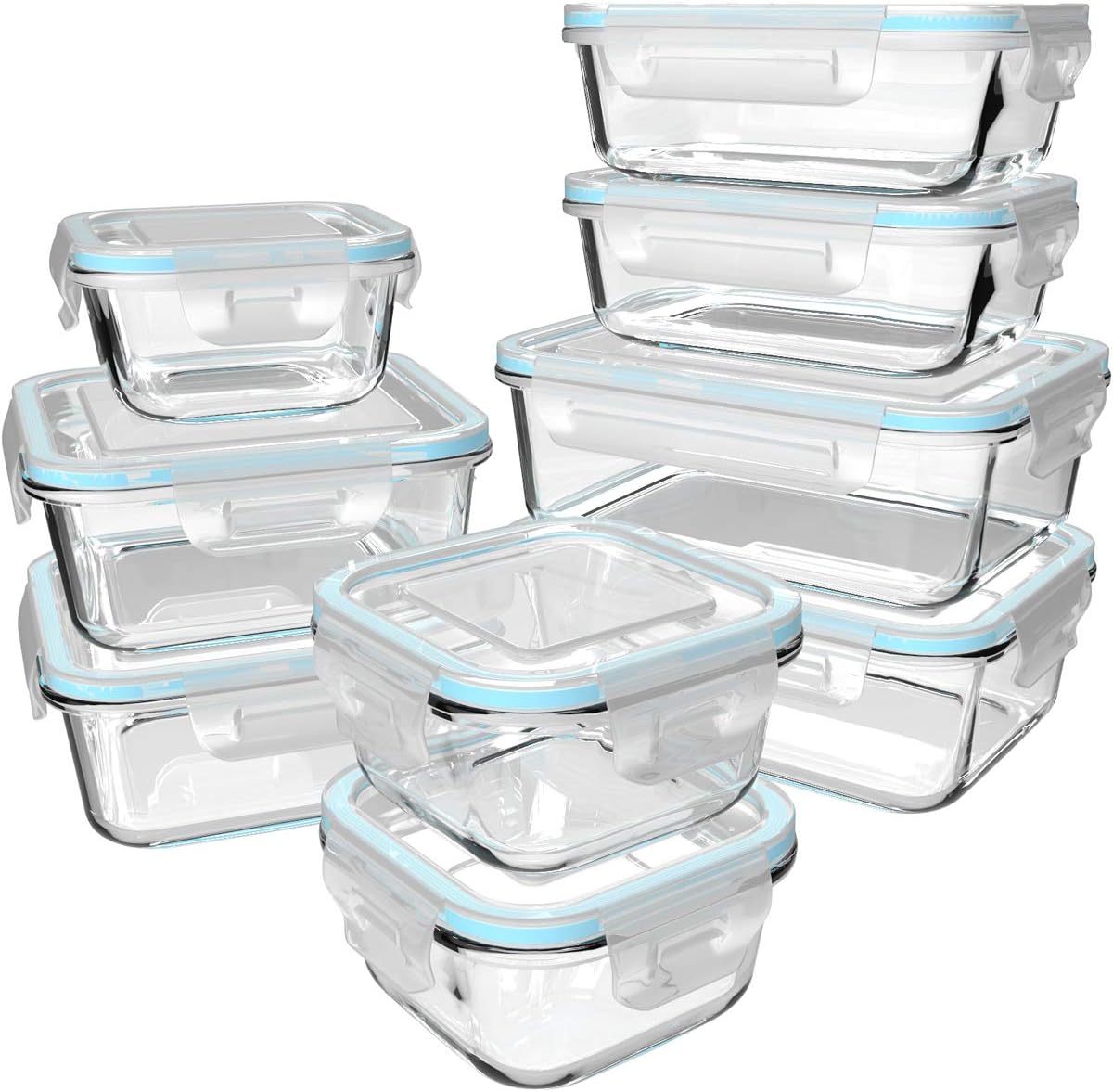 뚜껑이 있는 18개의 유리 식품 보관 용기 세트, 9개 - Meal Prep Glass 리뷰 및 가격