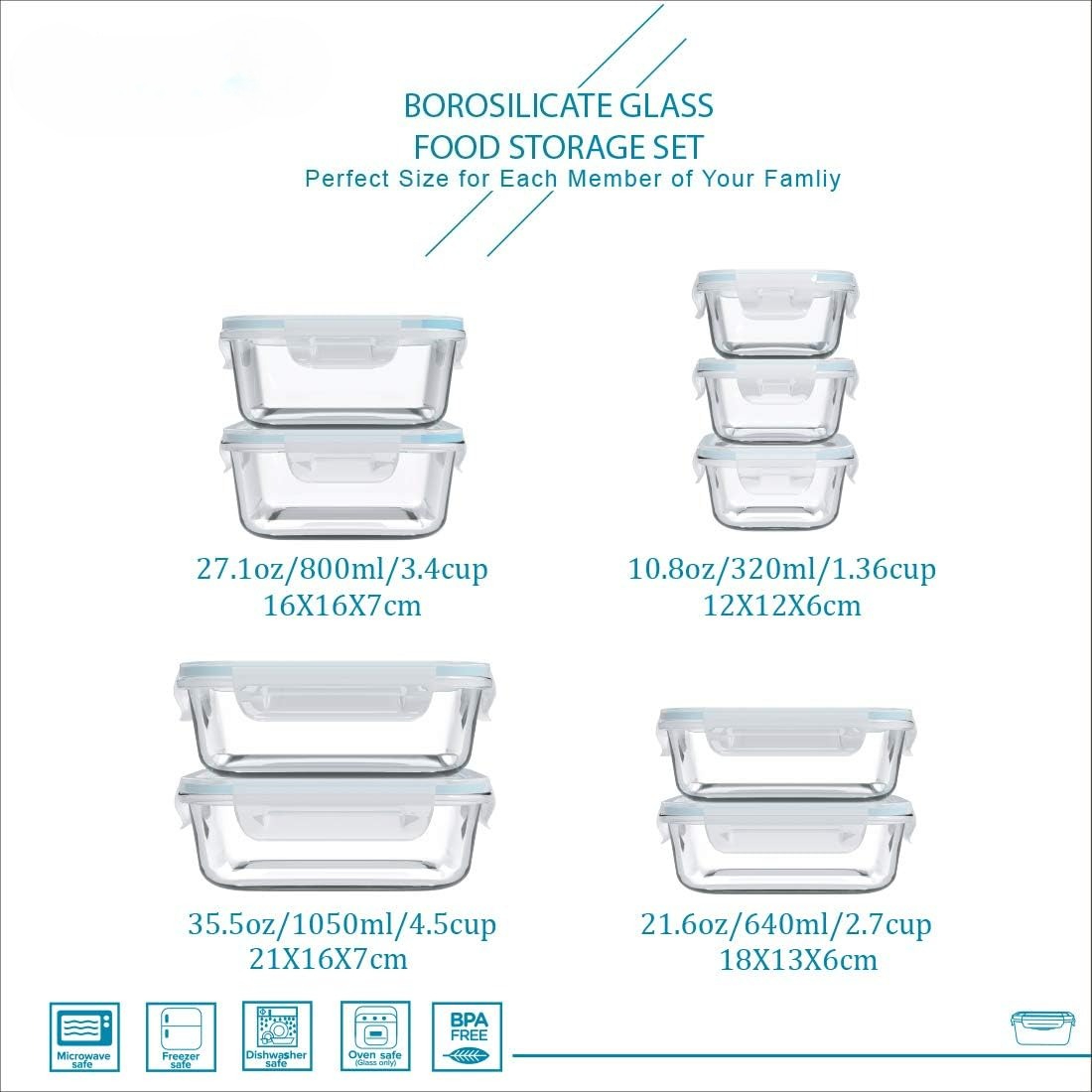 뚜껑이 있는 18개의 유리 식품 보관 용기 세트, 9개 - Meal Prep Glass 리뷰 및 가격