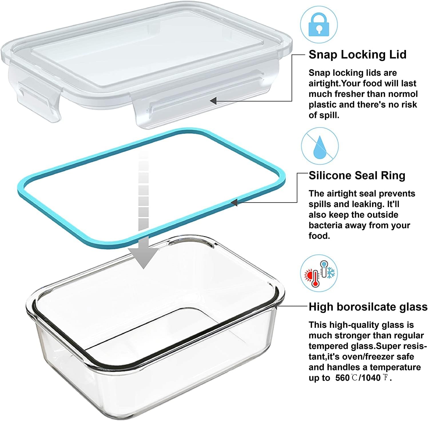 뚜껑이 있는 18개의 유리 식품 보관 용기 세트, 9개 - Meal Prep Glass 리뷰 및 가격