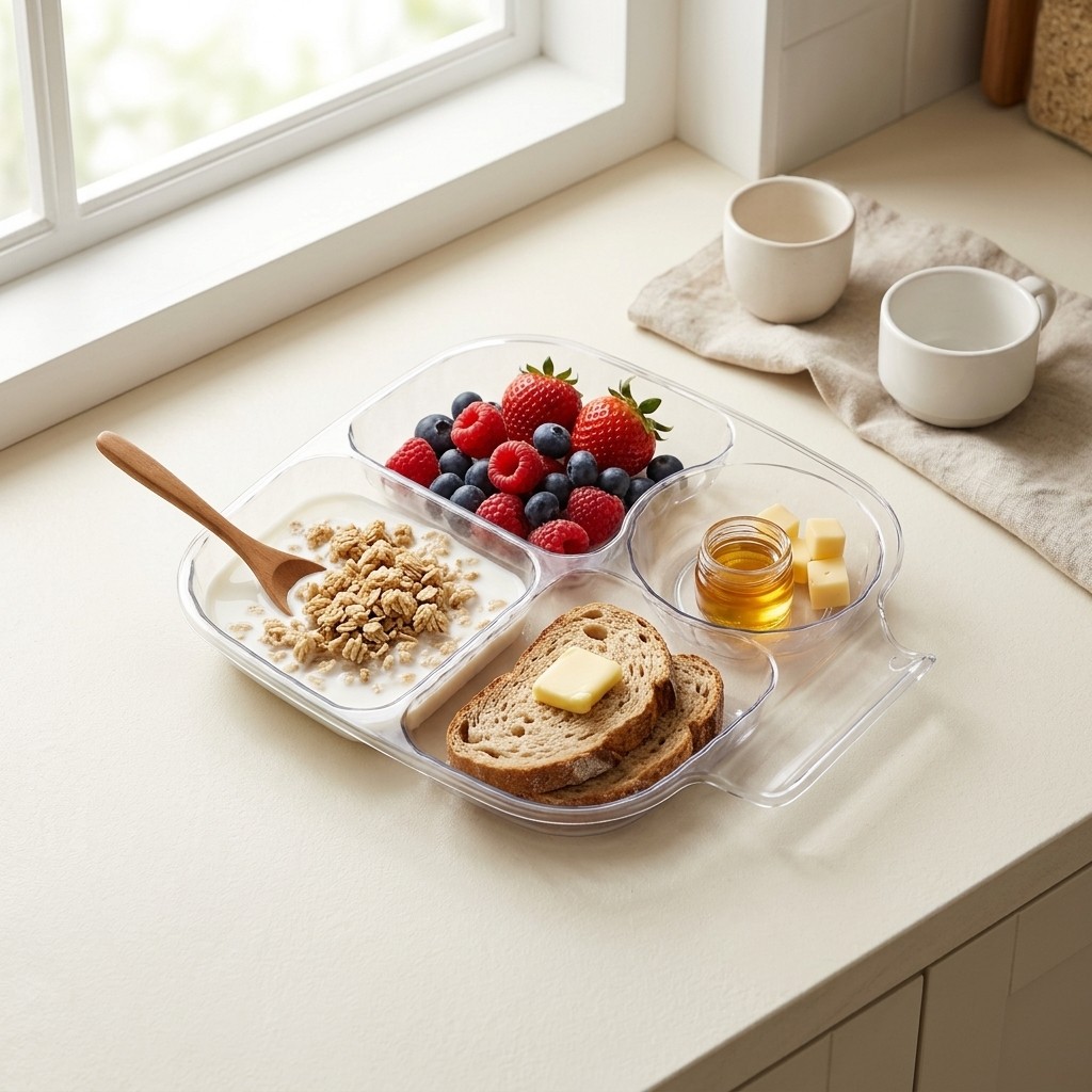 4칸 플라스틱 식판, 아침 식사 접시, 식기류, 간식  - Meal Prep Easy 리뷰 및 가격