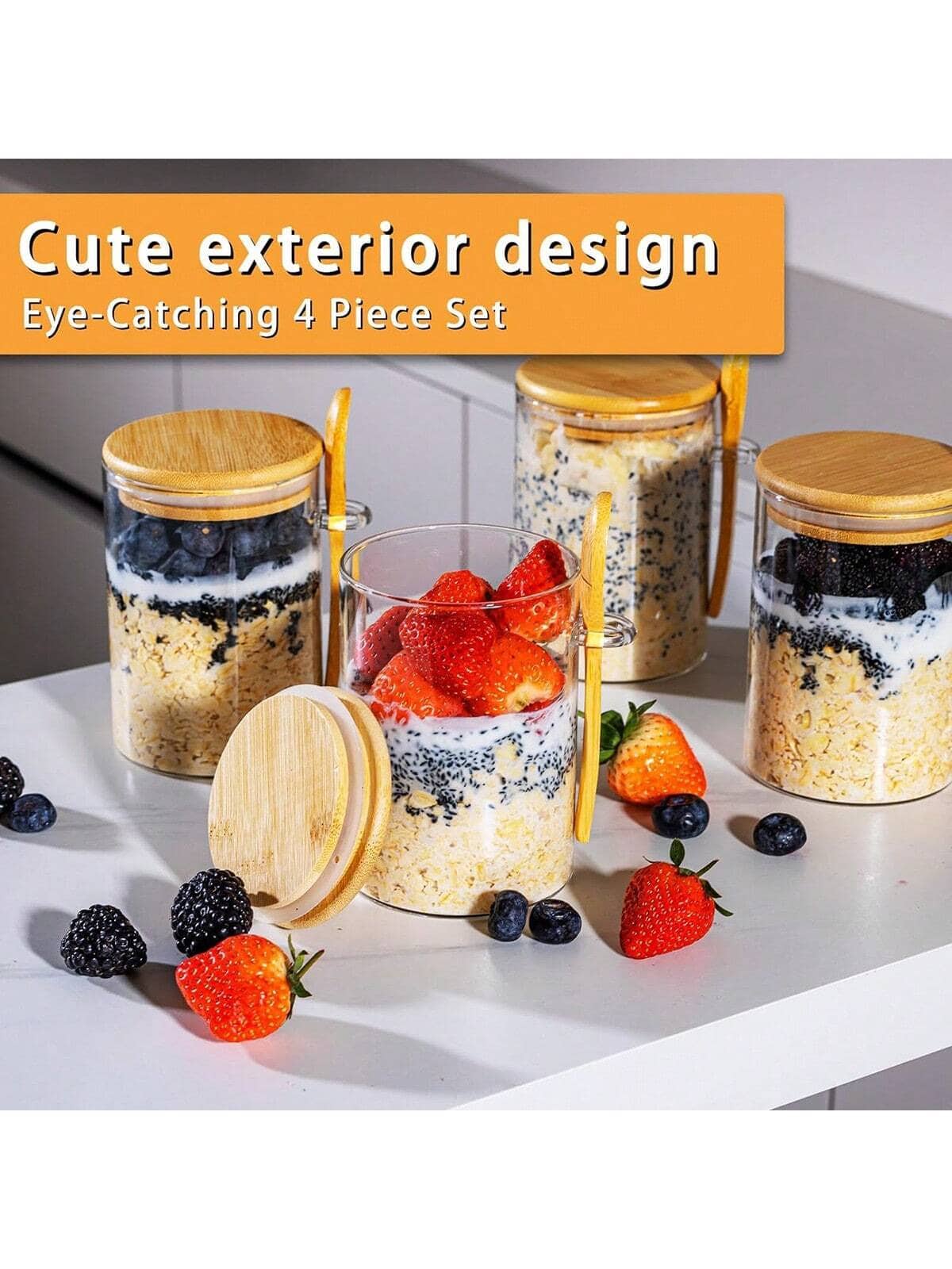 4개 세트 오버나이트 오트밀 용기, 현대적인 디자인의  - Meal Prep Yogurt Parfait 리뷰 및 가격