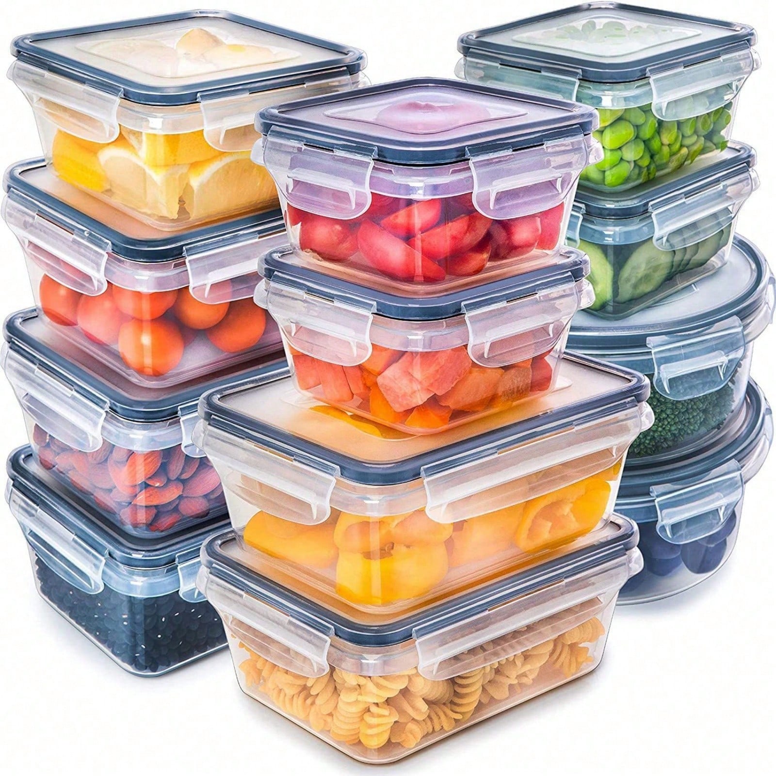 12개의 플라스틱 밀봉 식품 보관 상자, 곡물과 과일  - Meal Prep Glass 리뷰 및 가격