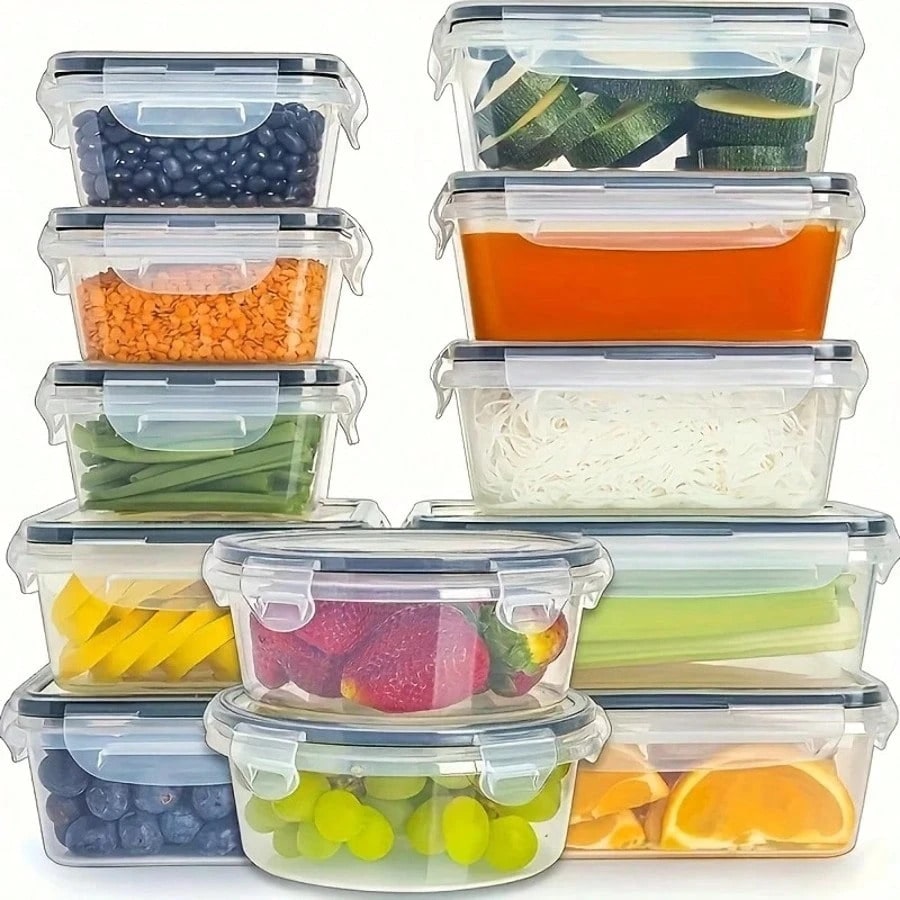 12개의 플라스틱 밀봉 식품 보관 상자, 곡물과 과일  - Meal Prep Glass 리뷰 및 가격