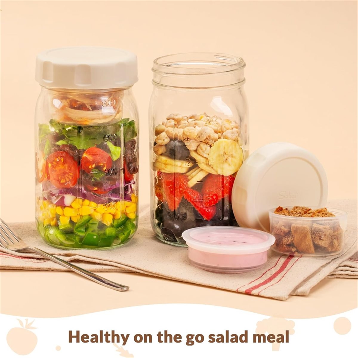 A67T 새 상품 4개입 유리 샐러드 병(뚜껑 포함)  - Meal Prep Glass 리뷰 및 가격