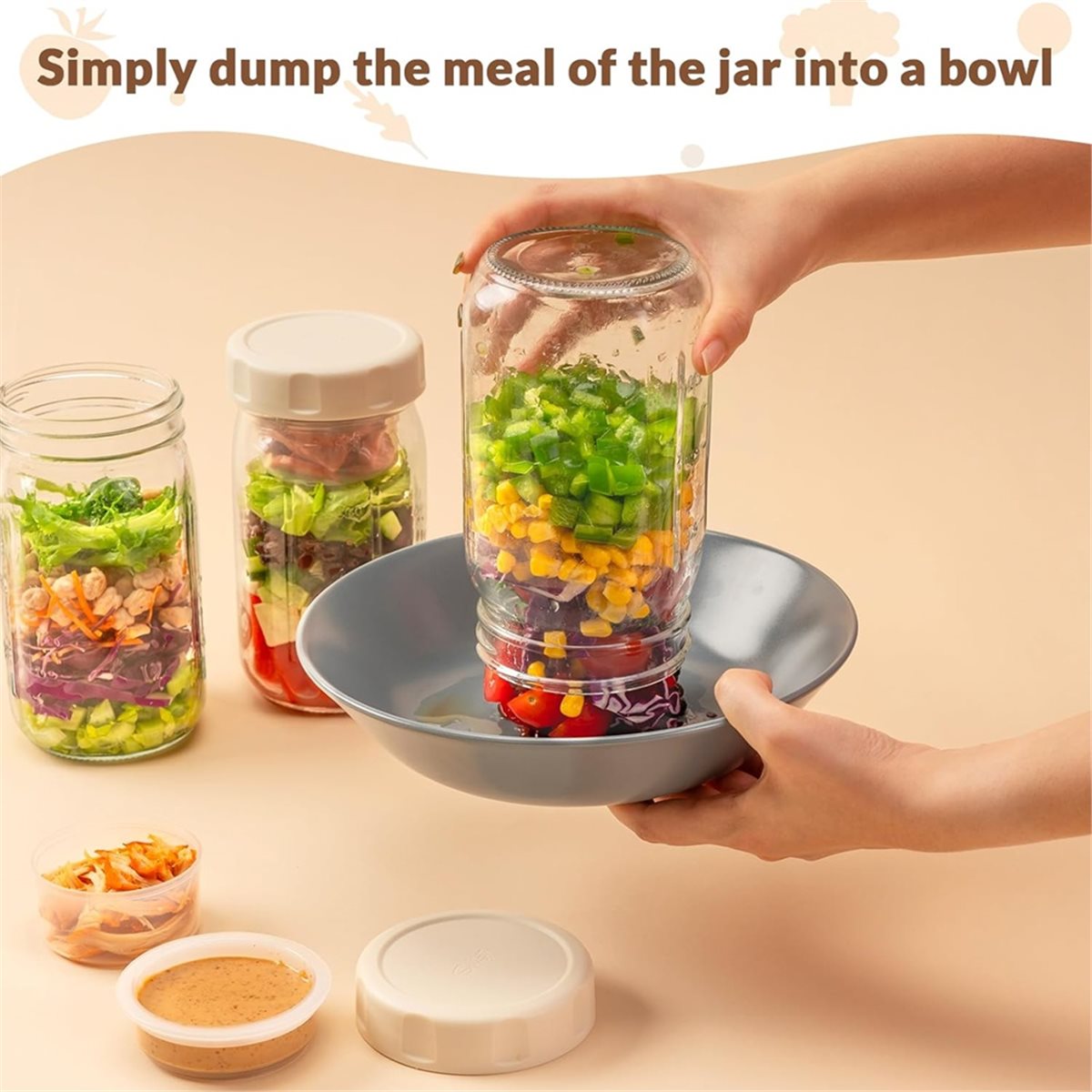 A67T 새 상품 4개입 유리 샐러드 병(뚜껑 포함)  - Meal Prep Glass 리뷰 및 가격